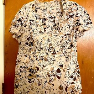 St. John’s Bay - Floral Tan Blouse - 1X